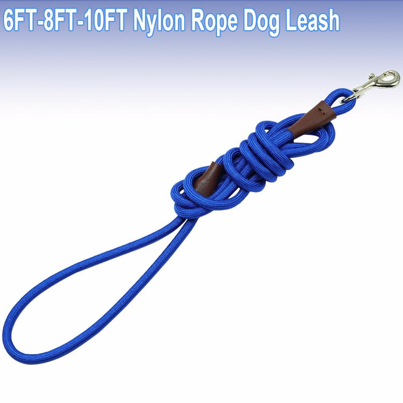 Small Dog Leash, 1/4" by 6/8/10 FT Lightweight Strong Nylon Rope Leash, Bright Classic Lead for Small Pets/Puppy/Cat (10ft, Dark Blue) 1/4" x 10' - PawsPlanet Australia