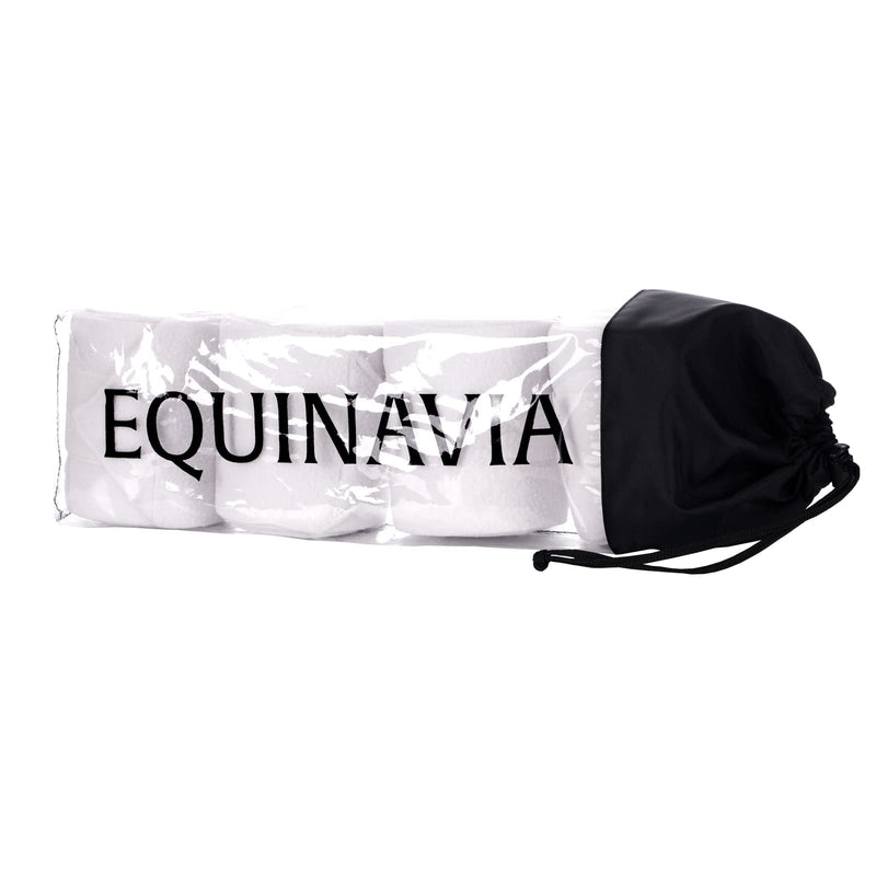 Equinavia Luna 9' Fleece Polo Wraps, Set of 4 Horse Leg Bandages | Storage Bag Included One Size White - PawsPlanet Australia