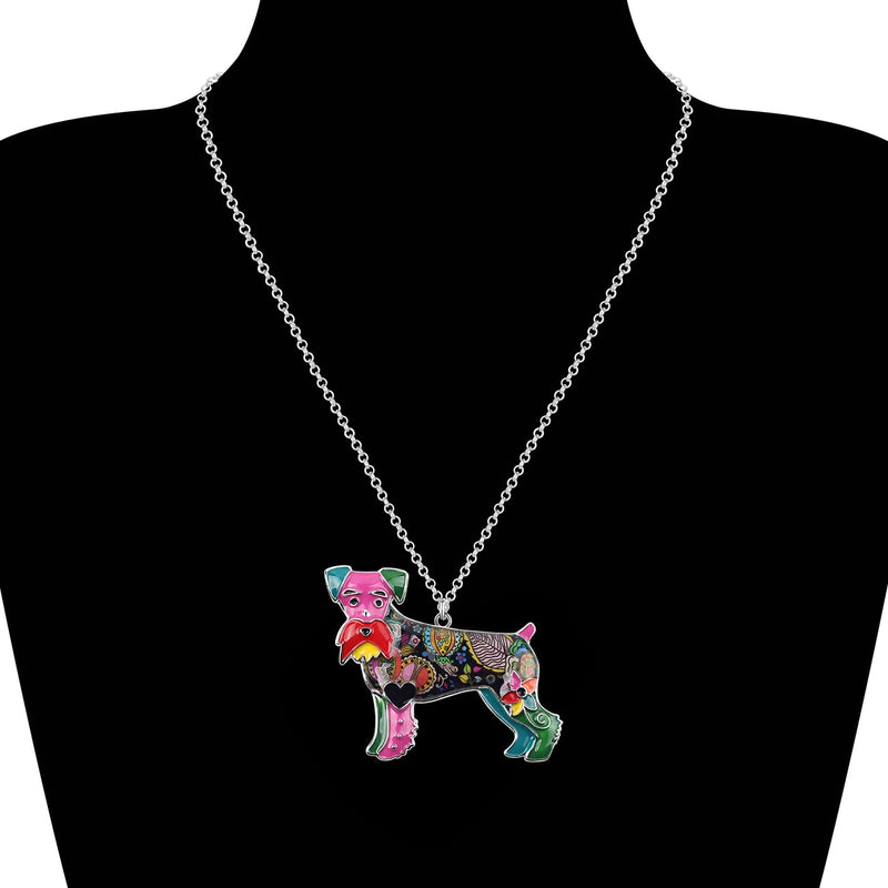 BONSNY Signature DOG collection Love Pets“SILVER”Statement SCHNAUZER Necklace Dog Animal Pendant Multicolor - PawsPlanet Australia
