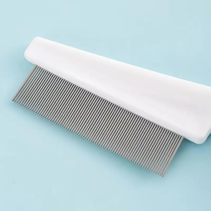 Flea Comb for Dogs and Cats, Pet Lice Comb Fine Tooth Grooming Tool for Removing Tear Stains, Fleas, Dandruff, Lice White