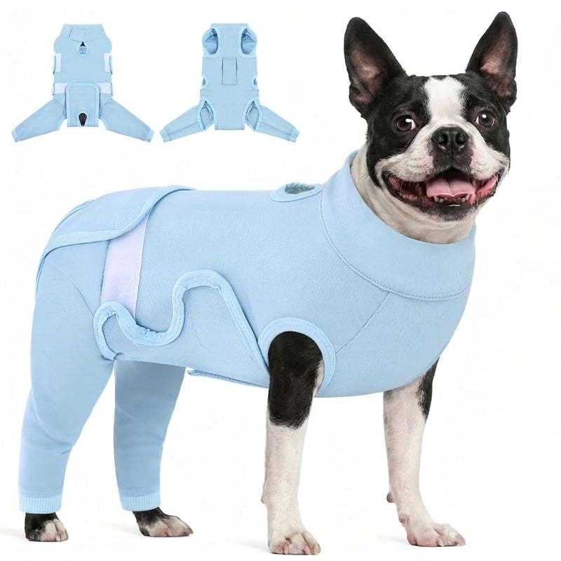KOESON Adjustable Dog Recovery Suit for Hind Legs, Soft Dog Surgery Recovery Suit with Long Back Sleeves, Rear Leg Sleeve to Stop Licking for Medium Dogs, Pet Surgery Shirt Female Male, M Blue