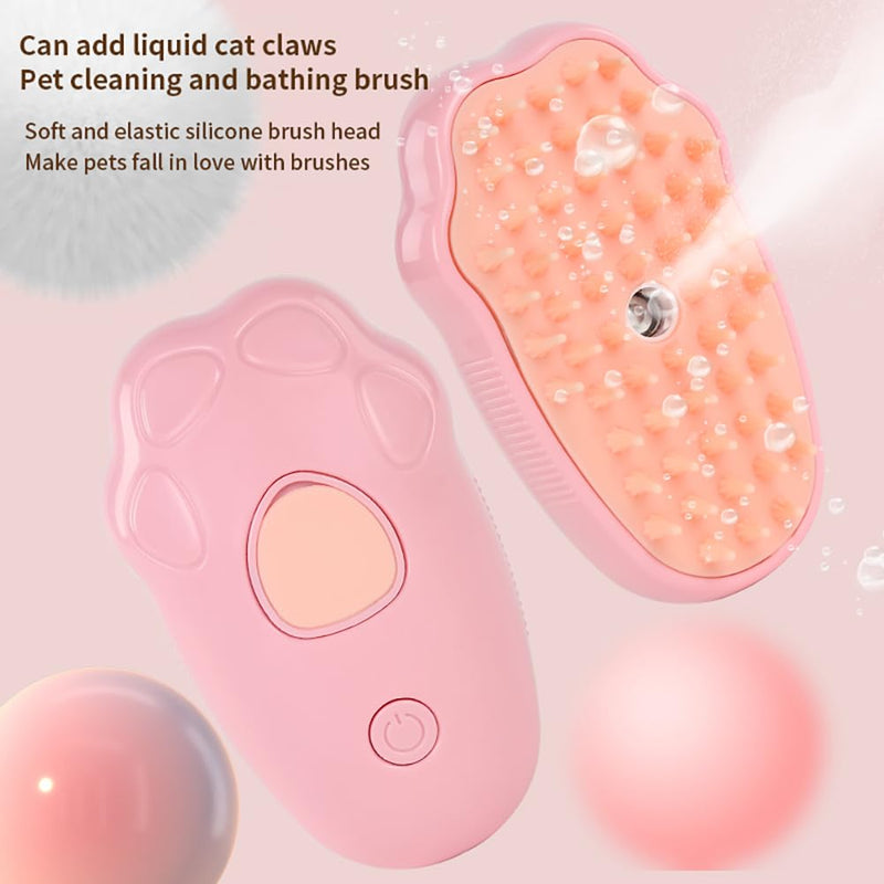 Pet Steam Brush, 3 in 1 Steamy Cat Brush, Silicone Massage Grooming Brush Steamy Dog Brush for Shedding Pet Hair Removal Comb for Cats and Dogs(Pink) Pink - PawsPlanet Australia