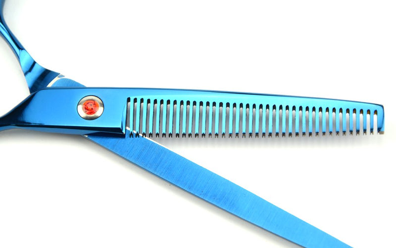 LILYS PET 8.0" Professional PET Grooming scissors Kit,CoatedTitanium,Sharp and Strong Stainless Steel Blade for Dogs Cats Hair Cutting,3 Pieces of Scissors with a Comb and a Case (Blue) - PawsPlanet Australia