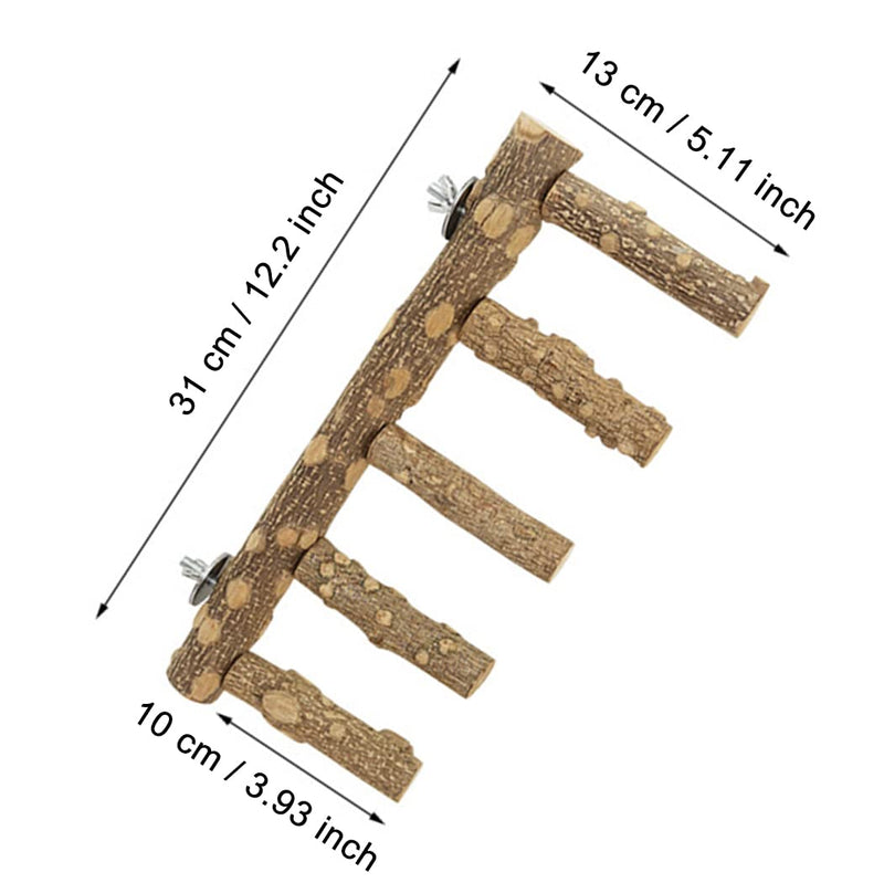 Bird Parrot Ladder Perch for Cage, Nature Wooden Bird Bridge Exercise Stands Parrot Climbing Chewing Toys for Small Animal A - PawsPlanet Australia