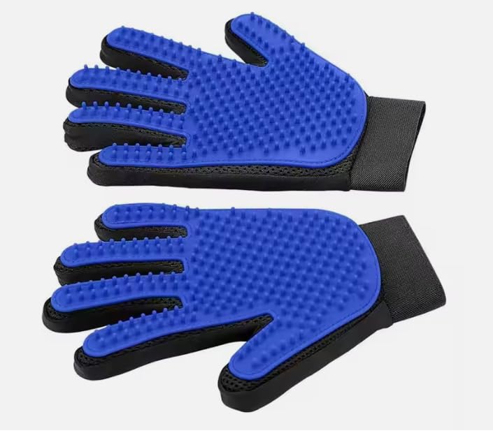 Pet Grooming Glove-Pet Hair Remover Glove- Perfect pet Cleaning Brush Glove- Perfect Washing Glove Brush of The Dog & pet for Short and Long Fur - 1 Pack (Right-Hand), Blue - PawsPlanet Australia