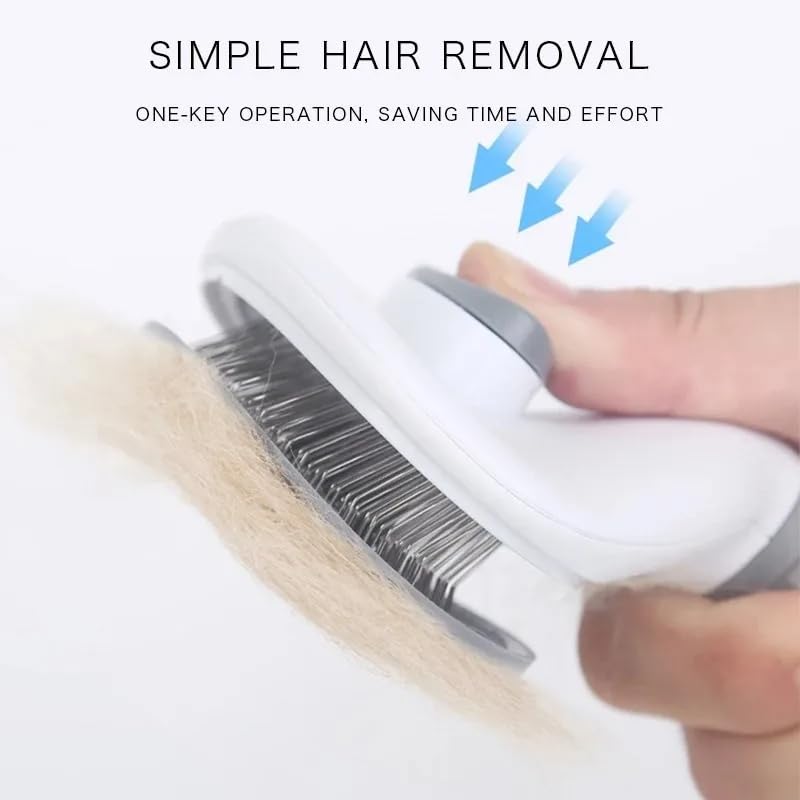 Generic Dog & Cat Brush, Pet Grooming Brush for Shedding, Self Cleaning Slicker Brush for Pets, Deshedding Brush, Rake, Comb (Grey) - PawsPlanet Australia