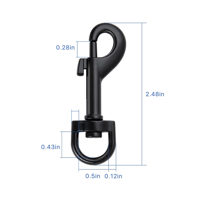 20Pcs Bolt Snap Hooks for Dog Leash Clips, Metal Heavy Duty Swivel Snap Hook Leash Hardware for Linking Dog Collar, Pet Harness, Key Chains, Purse Straps, DIY Project Black-20pcs-0.6*2.56 in - PawsPlanet Australia