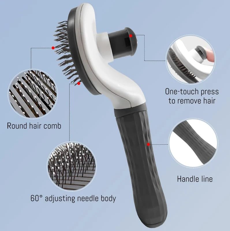 Self Cleaning Slicker Brush - Dog Cat Bunny Pet Grooming Shedding Brush - Easy to Remove Loose Undercoat - Pet Massaging Tool Suitable for Pets with Long or Short Hair… - PawsPlanet Australia