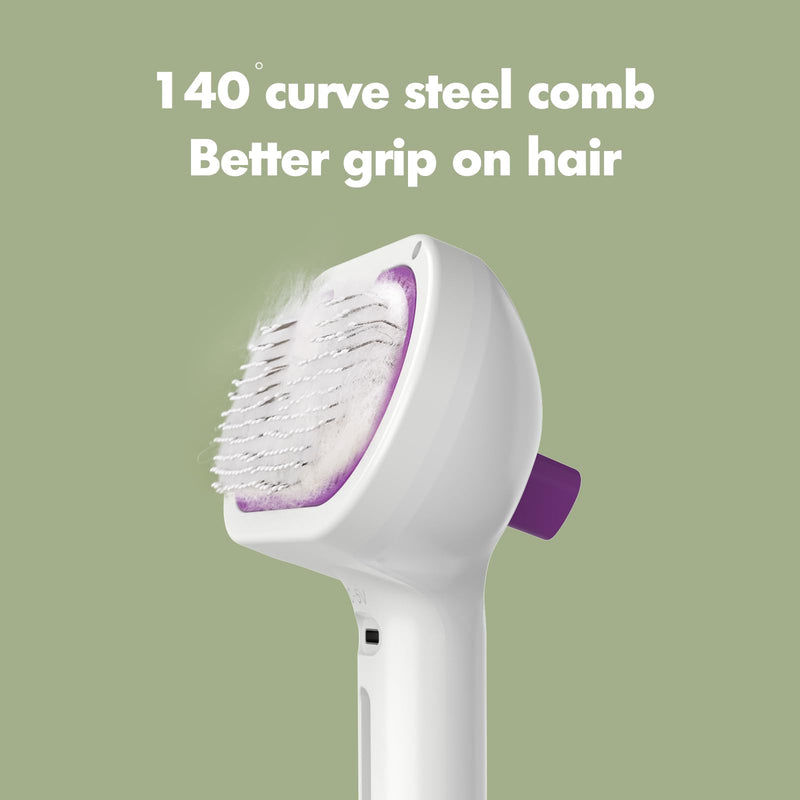 Katoggy Steam Cat & Dog Grooming Brush, Self Cleaning, Removes Static & Flying Hair Purple - PawsPlanet Australia
