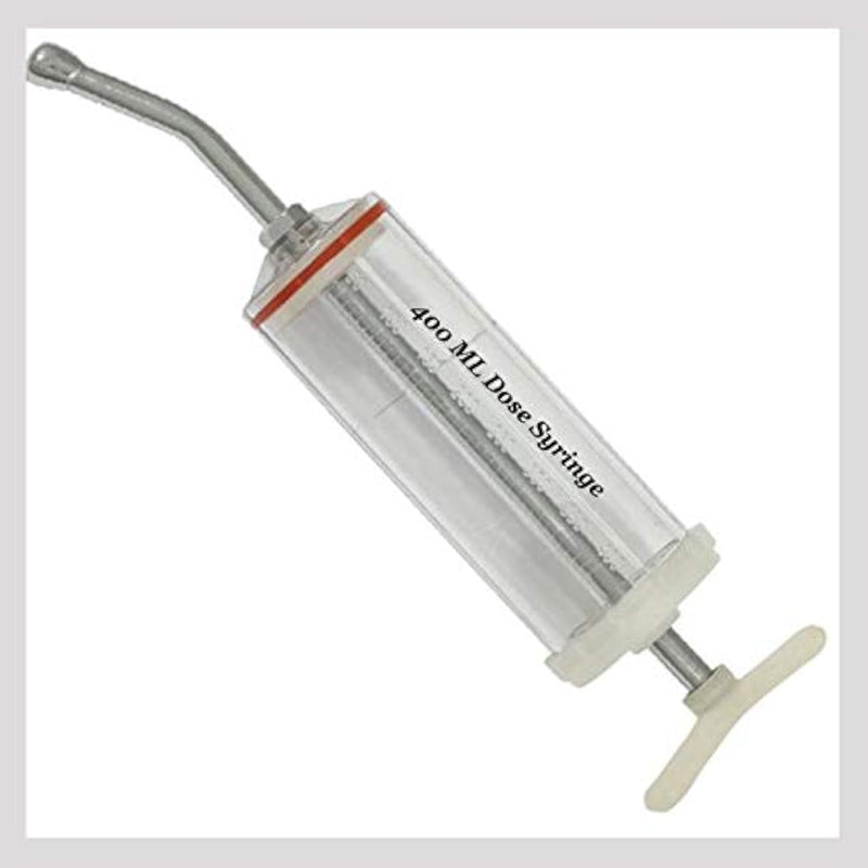 Plastic Dose Syringe 400mL for Horses & Livestock – Reusable Veterinary Drencher with Stainless Steel Nozzle, Large Animal Oral Medication Applicator for Dental Use, Deworming, Supplements & Fluids