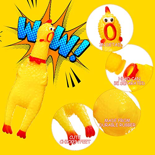15 Packs Rubber Chicken Screaming Chicken Squeeze Novelty Squeaky Noise Shrilling Shrieking Squawking Chicken Noisemaker Novelty Gadget for Dogs Pets, 6.3 Inch - PawsPlanet Australia