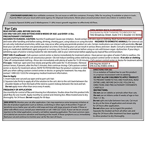 Flea and Tick Prevention for Cats, Cat Flea & Tick Control, Long-Lasting & Fast-Acting Topical Flea & Tick Treatment Drops for Kitten (6 Doses) 6 Doses