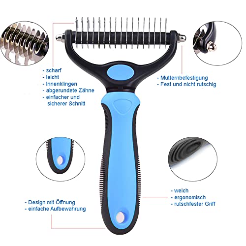 Dog/Cat Brush for Medium Length Fur Brush Undercoat Comb Undercoat Comb Tangles Curry Comb Grooming Brush Hair Removal Thinning 17+9 Double Sided Teeth Pet Dog Cat - PawsPlanet Australia