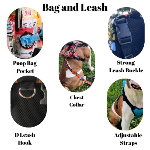 PawLook Design Dog Backpack Harness with Leash-Stylish Dogbagpack-Poop Bag Dispenser Dog Backpack-Dog Self Carrier Backpack-Dog Bag Vest with D-Ring-Backpack for Dogs to Wear-1 Piece (Paws, S) Paws - PawsPlanet Australia
