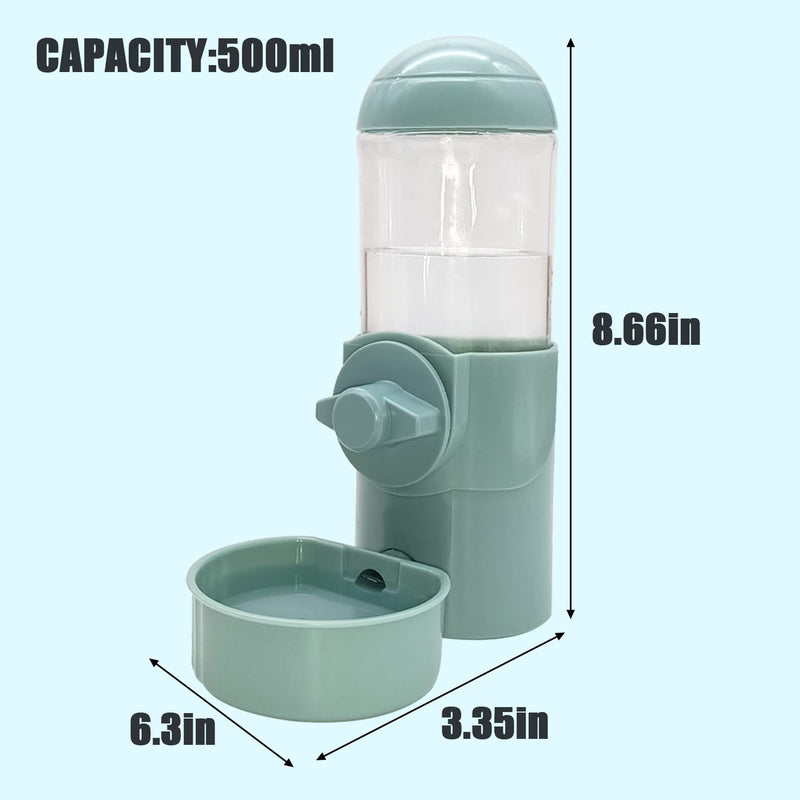 Tfwadmx Rabbit Watter Bottle 17oz Hanging Guinea Pig Automatic Water Dispenser No Drip Small Animal Cage Water Feeder Bowl for Bunny Chinchilla Hedgehog Ferret 2PCS (Blue) Gray Watere 2pcs