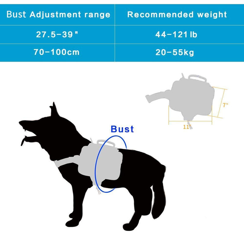 Tactical Bungee Dog Leash Adjustable Dog Pack Hound Dog Saddle Bag Backpack with Handle - PawsPlanet Australia