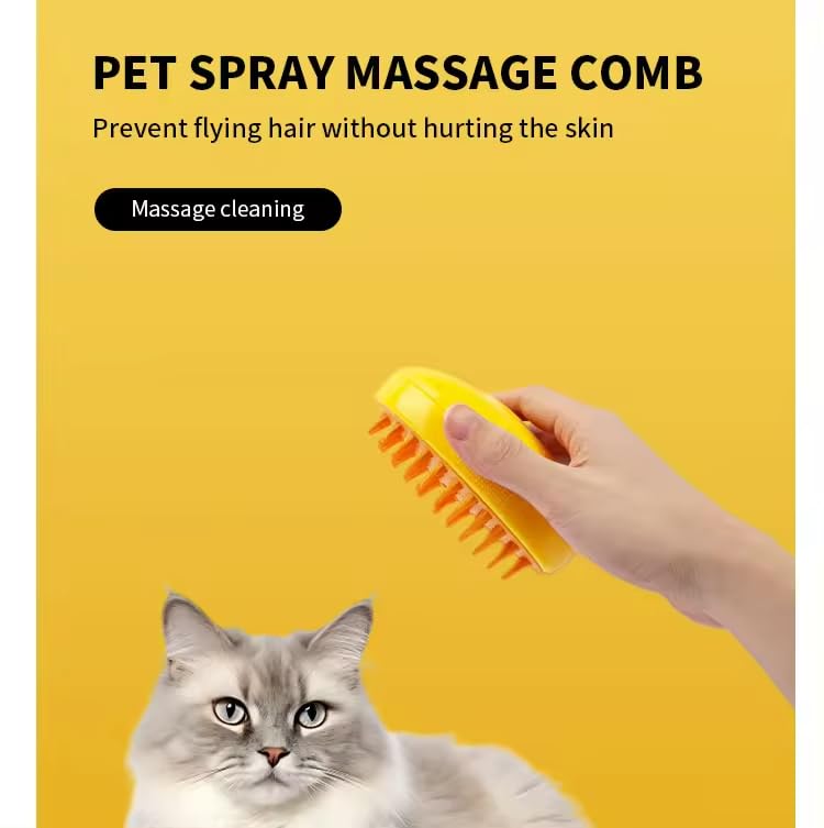 3-in-1 Rechargeable Pet Hair Brush: Massager, Steamy Comb & Self-Cleaning Mist Spray for Cats & Dogs - PawsPlanet Australia