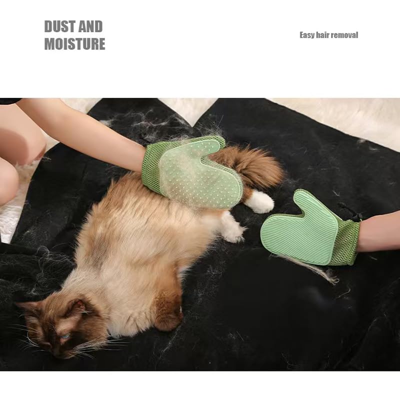 Pet Hair Remover Gloves Bath Brush Gentle Shedding Brushes,Pet Hair Remover Tool for Carpet, Curtain, Clothing, Couch, Car Seat (Green) green - PawsPlanet Australia