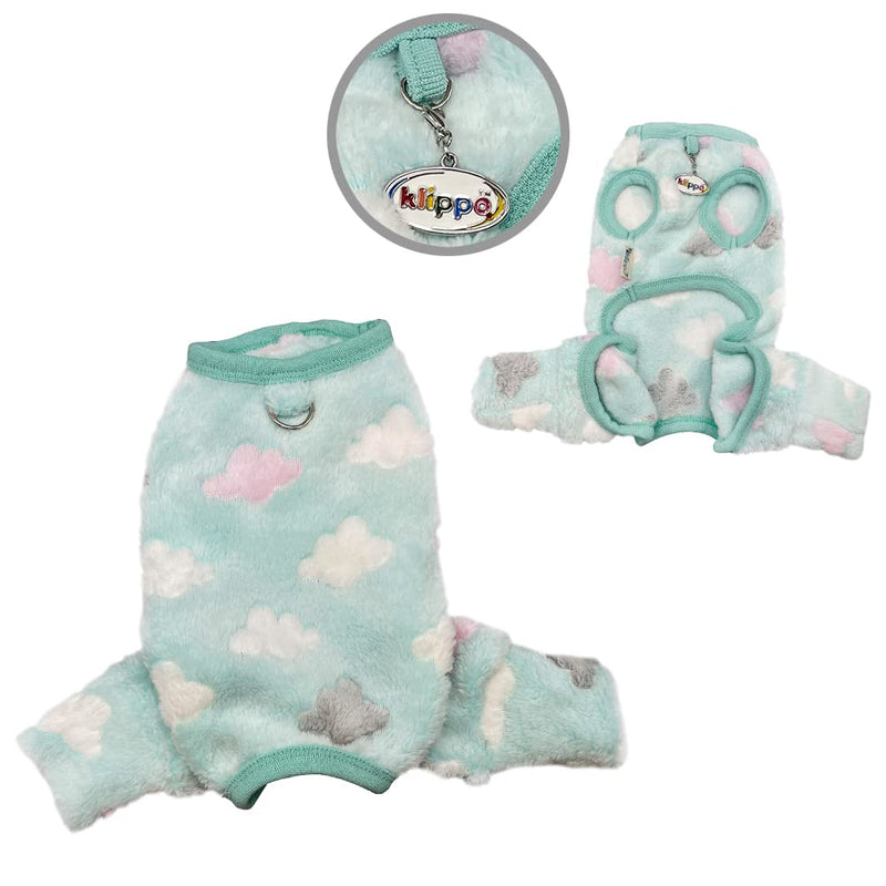 Klippo Dog/Puppy Ultra Soft Plush Front Sleeveless Pajamas/Bodysuit/Loungewear/Coverall (Fluffy Clouds, Small) Fluffy Clouds - PawsPlanet Australia