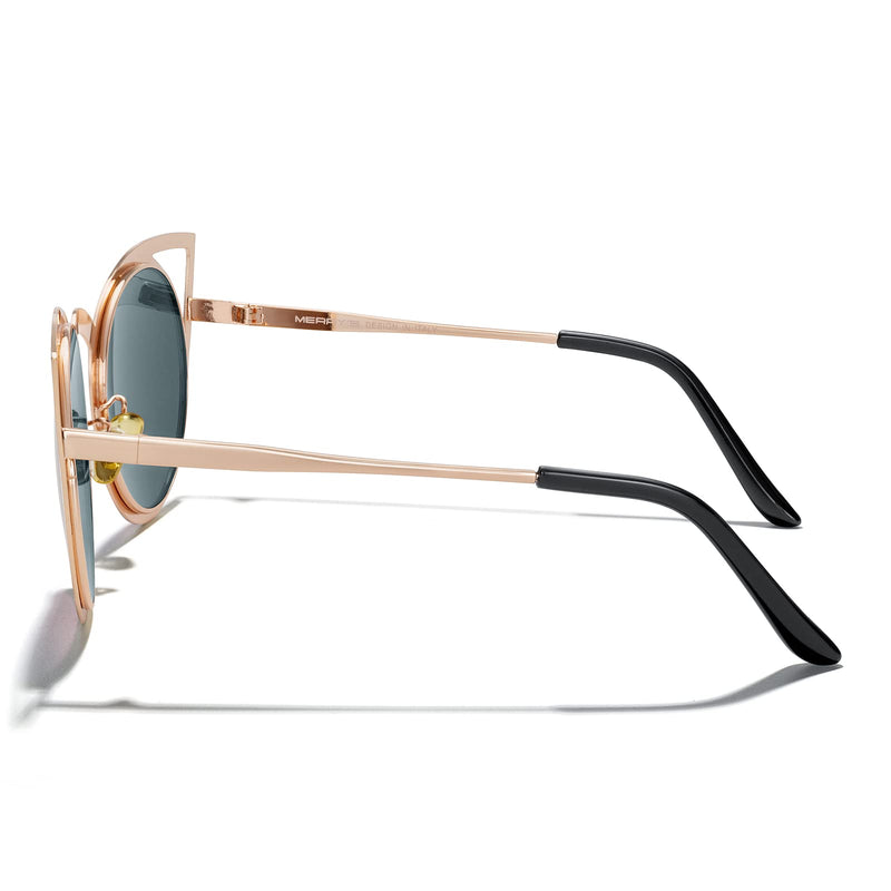 MERRY'S Cat Eye Sunglasses Round Metal Cut-Out Flash Mirror Lens Sun glasses S8064 Pink 50 Millimeters - PawsPlanet Australia