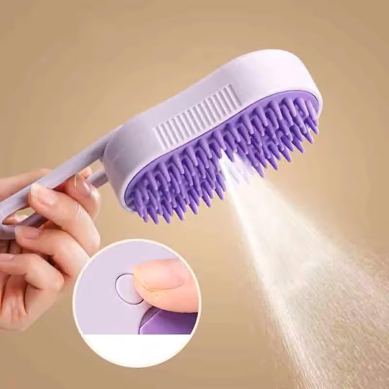 2024 Multifunctional Pet Grooming Brush - 3-in-1 Detangling and Massage Comb for Removing Loose Hair from Cats and Dogs Purple (Oblong) - PawsPlanet Australia