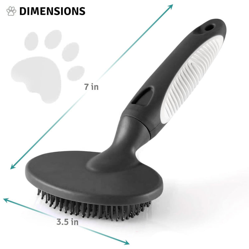 Round Bristle Pet Brush for Dogs and Cats - Soft Dog Brush for Grooming Short or Long Hair - Gentle Tool for Sensitive Skin Removes Dander, Dirt, and Detangles (Black) Black