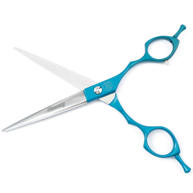 Moontay 6.5" Professional Pet Grooming Scissor, Dog Cat Grooming Shear/Scissor Fur Cutting Shear with Double Finger Rests, 440C Japanese Stainless Steel Grooming Scissor, Blue Straight Scissor - PawsPlanet Australia