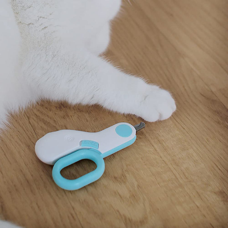 Leo's Paw Cat Nail Clipper with LED Light for Safe Cat Claw Trimming Professional Feline Trimmer & Cat Claw Clipper with Sharp Stainless Steel Blades and Childproof Lock Suits All Small Animals (Mint) Mint - PawsPlanet Australia