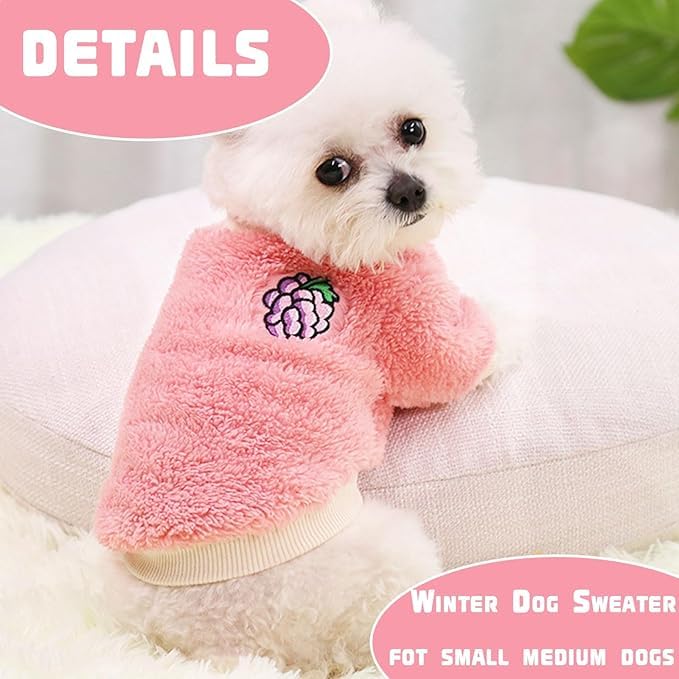 2 Pieces Dog Sweaters for Small Dogs Girl Fall Small Dog Sweater Winter Warm Puppy Clothes Fleece Chihuahua Sweater Cute X-Small Dog Clothes for Girls Cat Clothes XXL S - PawsPlanet Australia