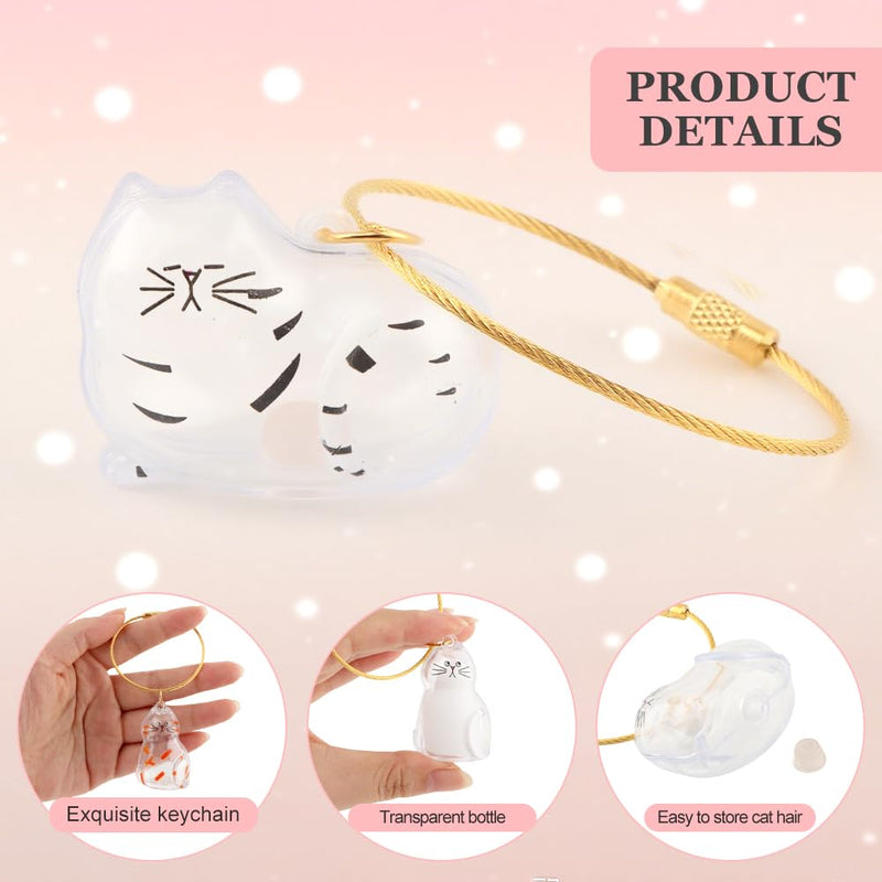 PUXING 5pcs Cat Fur Storage Bottle Cat Hair Keychain Cats Hair Holder Keychain Bottle Pendants Capsule Toys Pet Hairs Container with Tweezers/Comb(Color:B) B