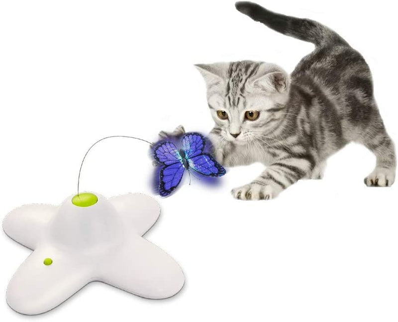 ALL FOR PAWS Interactive Cat Toy, Butter-Fly Cat Toys Interactive for Indoor Cats,Flutter Bug Cat Toys,Flutter Rotating Kitten Toys with 2 Replacements Classic Butterfly Toy - PawsPlanet Australia