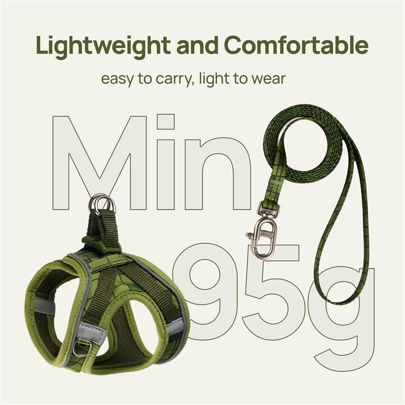 Cat Harness and Leash Set, Step-in Escape Proof Adjustable Vest Harness for Small Medium Large Cats, Lightweight Soft Breathable Reflective Kitten Harness for Walking Travel, Camping(Green, M) M Chest: 45-50cm(17.7"-19.7") Green Growling Crocodile - PawsPlanet Australia