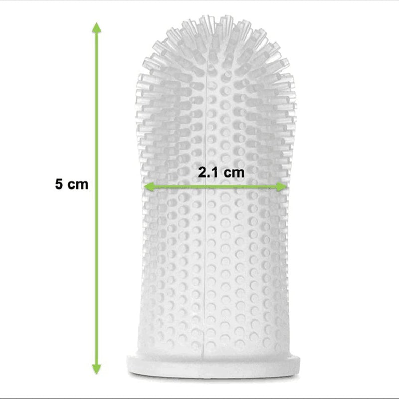 2 Pieces Dog Toothbrushs Silicone Pet Toothbrushes Full Surround Bristles Dog Finger Toothbrush for Dogs Cats and Pet(Blue and White)