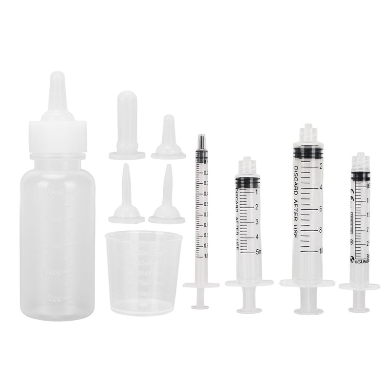 Cryfokt Cat Medicine Feeder Set, Easy-to-Change Nipple Kitten Bottles for Pet Care, PVC Silicone Material (White)