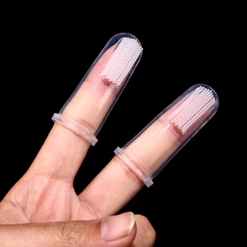 SEIWEI Pet Finger Toothbrush, Soft Silicone Pet Finger Toothbrush, Dog Toothbrush, Tooth Cleaner for Dogs and Cats Dental Care (Transparent Color) 7 pieces