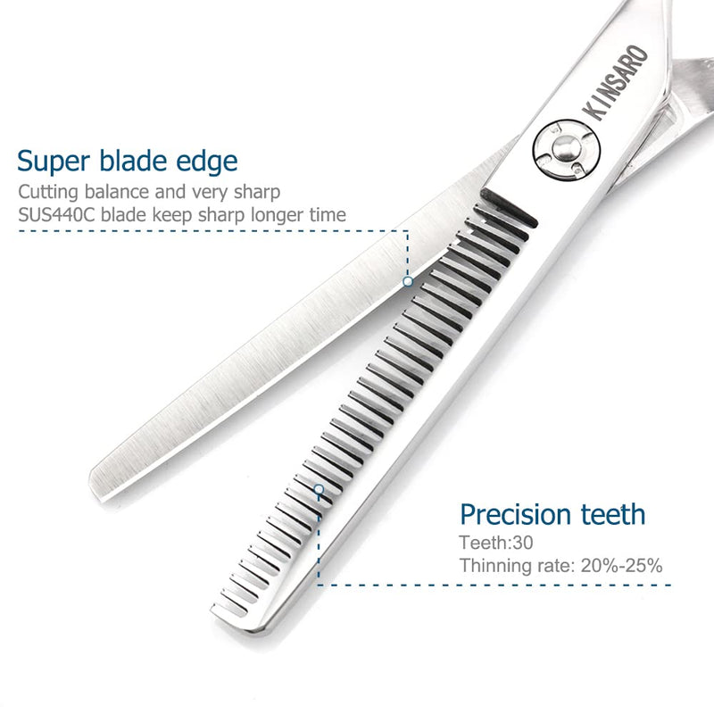 Hair Scissors 6 Inch Professional Barber Hair Thinning Scissors Thinning Shears 440C Barber Shears 30 Teeth Rose handle KINSARO for Hairdresser Barbershop or Home Use 6" Thinning