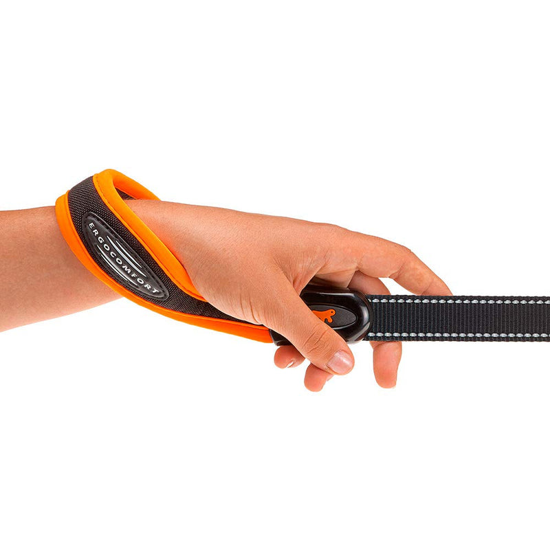 Ferplast ERGOFLUO G Dog Lead - MATIC Automatic Closure Technology - Soft Padding - Reflective & Anti-Abrasion - Extra-Resistant Seams - Italian Design - 120 x 2.5 cm, Orange 120 x 2,5 cm