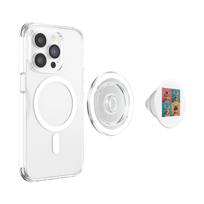 Bengal Pet Face Portrait Photobooth With Sunglasses PopSockets PopGrip for MagSafe Magnetic PopGrip
