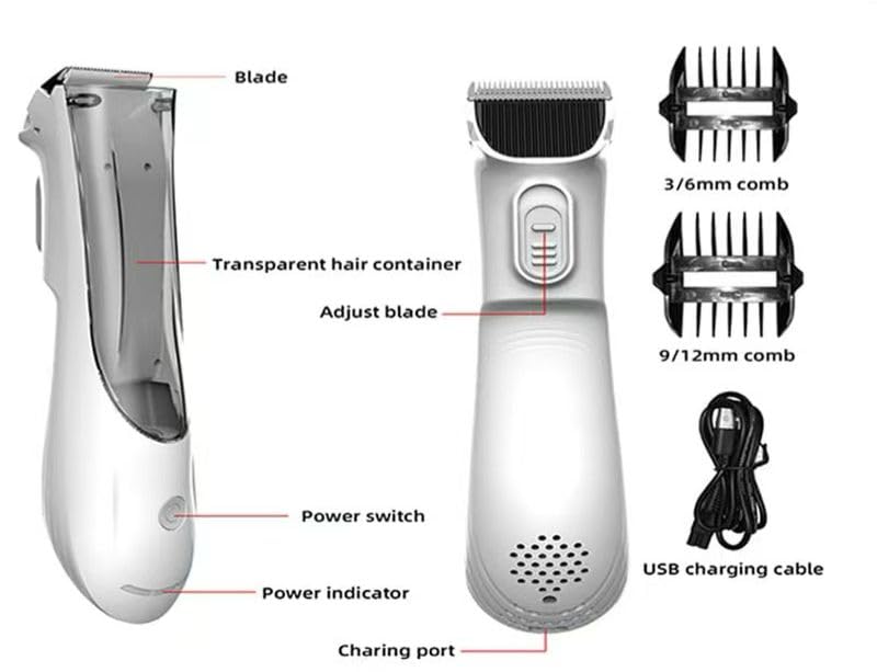 2-in-1 Portable Dog Grooming Vacuum Clipper Kit 3-Speed Low Noise Rechargeable Powerful Suction 99% Pet Cat Pet Hair Trimmer Shaver with Comb Shedding
