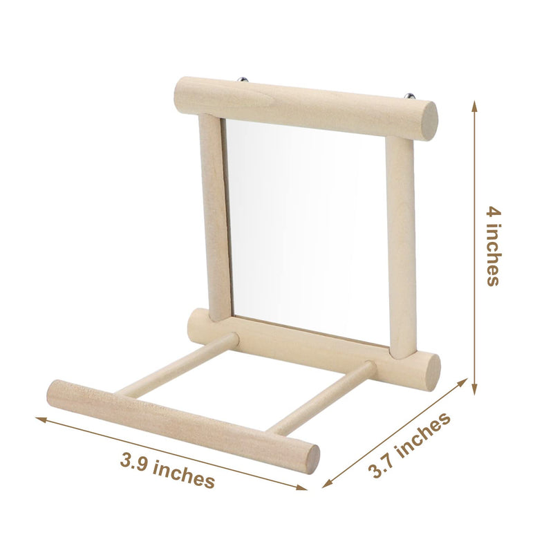 Bird Mirror with Perch Bird Toys for Parrots Budgies Parakeets Cockatiels Lovebirds Finches Canaries Wood color - PawsPlanet Australia