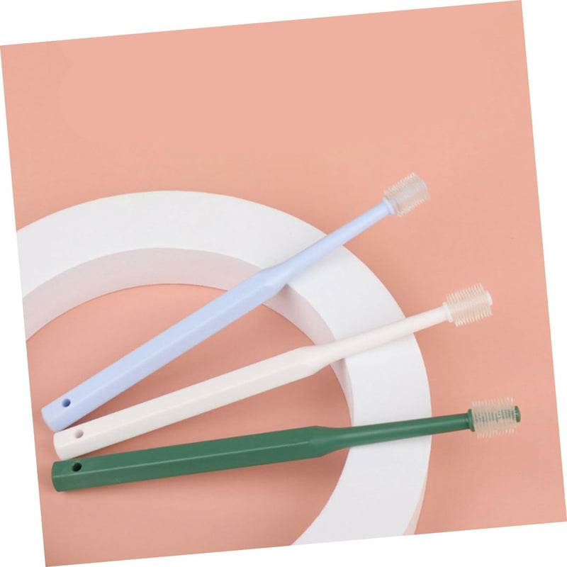 WOONEKY Pack of 4 Pet Toothbrushes Round Brush Made of TPE Handy for Dogs and Cats Gentle Teeth Cleaning Suitable for Small Pets Effective Oral Care and Dental Care