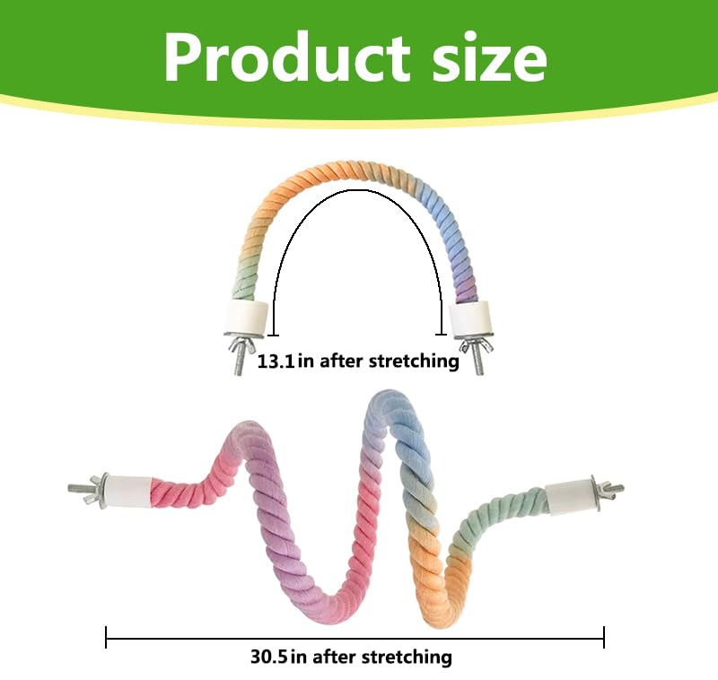 3Pcs Rope Perches for Bird Cages, Rope Perch for Parrots, Cockatiels & Parakeets, Bird Cage Accessories - PawsPlanet Australia