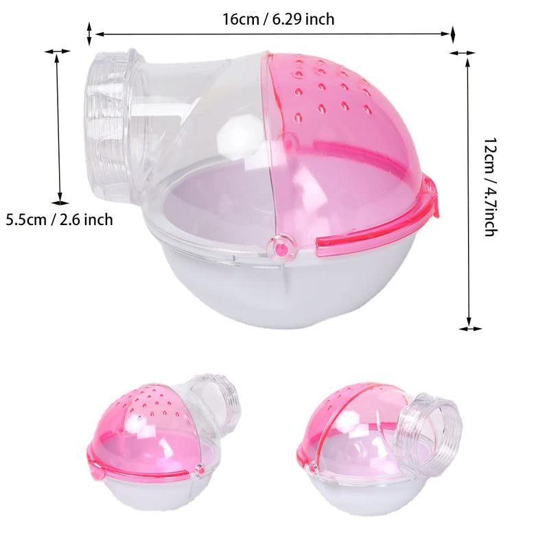 Small Animal Bath House,Pet Toy Acrylic Hamster Bathroom Cage Toilet Bathtub Sand Bath Container Removable, Suitable for Chinchilla Syrian Hamster Gerbil (Pink) Pink