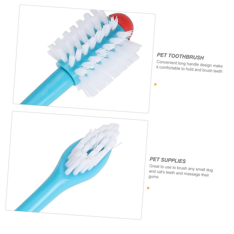 Pack of 4 Pet Toothbrushes with Double Head, Effective Dog Dental Care, Soft Bristles for Thorough Cleaning, Dental Hygiene for Dogs and Cats, Easy to Use
