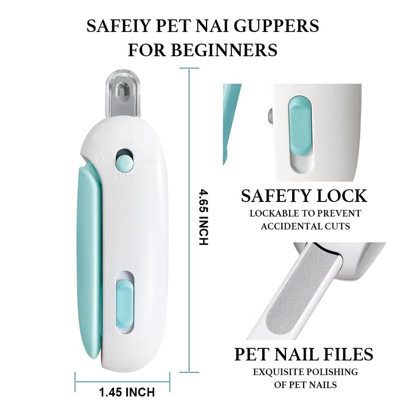 Adjustable Aperture Pet Blue Nail Clippers, Cat and Puppy Nail Trimmer with Grinding Nail File, Recommended by Pet Groomers, Safe to Avoid Over-Trimming, Professional Pet Nail Clippers for Beginners - PawsPlanet Australia
