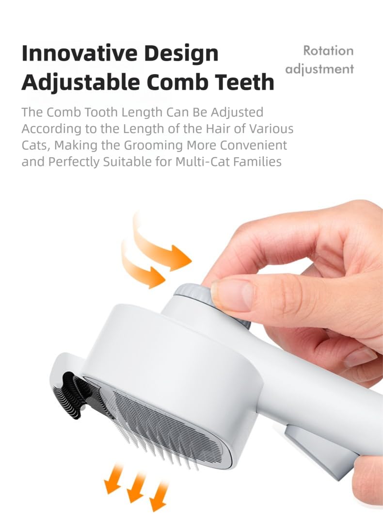 Adjustable Comb for Cats & Dogs: 2-in-1 Deshedding Brush with Hair Removal Board, Dematting Tool for Long/Short Hair - Undercoat Rake & Smooth Grooming Comb - PawsPlanet Australia