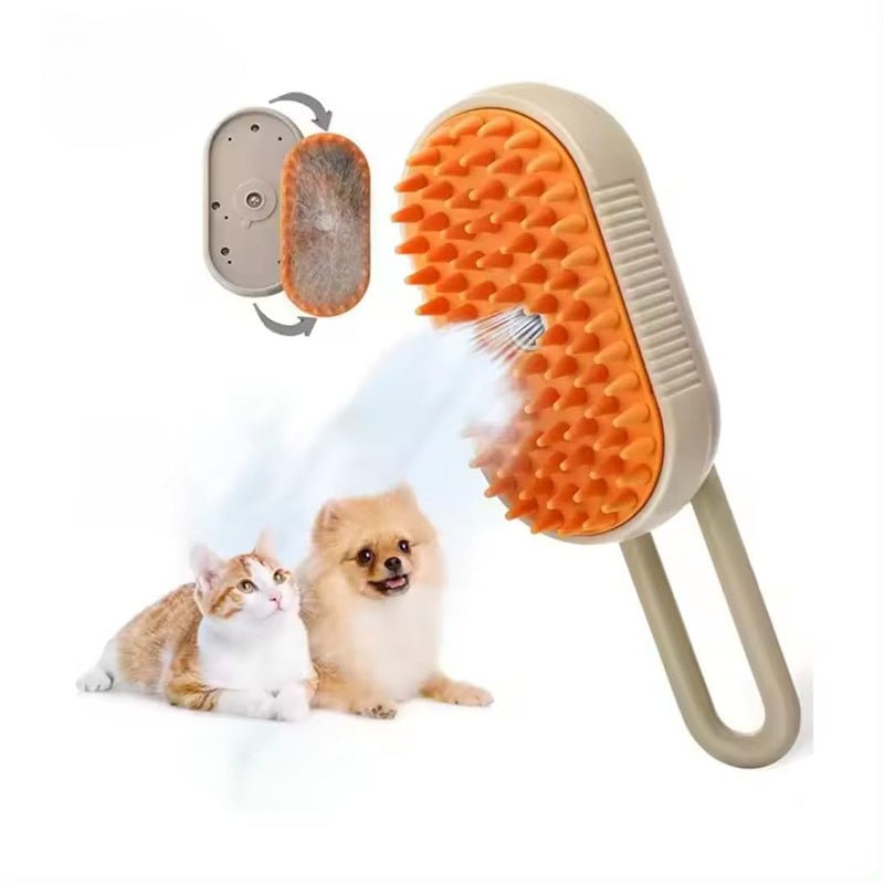 Cat Steam Brush,Rechargeable with Handle,Self-Cleaning Grooming Tool,for Cats and Dogs,3 In1 Cat Steamy Brush, Multifunctional Hair Comb for Removing Tangled and Loose Hair (white) white - PawsPlanet Australia