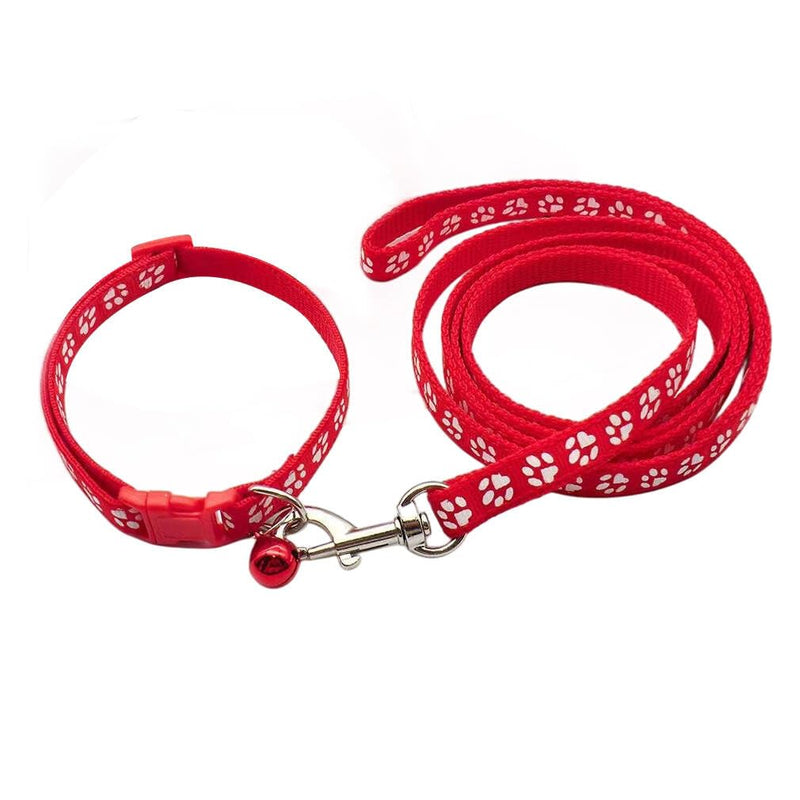 Red Small Puppy Collar Girl Leash Set, Nylon Paw Print Cat Collar and Leash Adjustable Buckle for Xs XSmall Small Puppy Dogs Girl Kitten Yorkie Chihuahua X-Small Red Size: Neck 7-12"