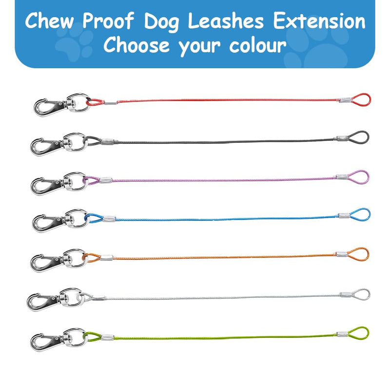 Chew Proof Dog Leash,2Pack Extension Metal Cable Lead,No Tangle Dual Dog Leashes,Multiple Leash for 2 Dogs,DHeavy Duty Dog Leash Extender for Collar &Harness (Black+Purple, 20in/50cm) Black+Purple - PawsPlanet Australia