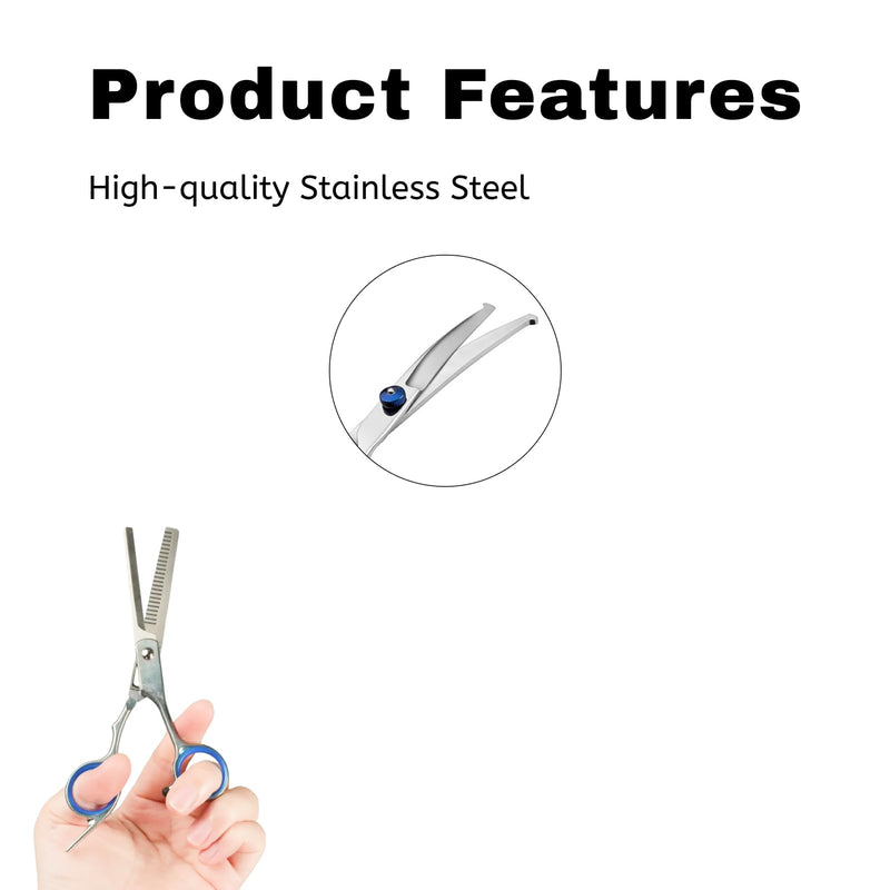 6-in-1 Professional Pet Grooming Scissors Kit: Heavy Duty Titanium Coated 4CR Steel, Rounded Safety Tips for Dogs/Cats - PawsPlanet Australia